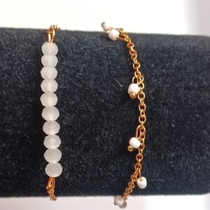 NWT 2 Gold Tone Stainless Steel w/ Charm Bracelets